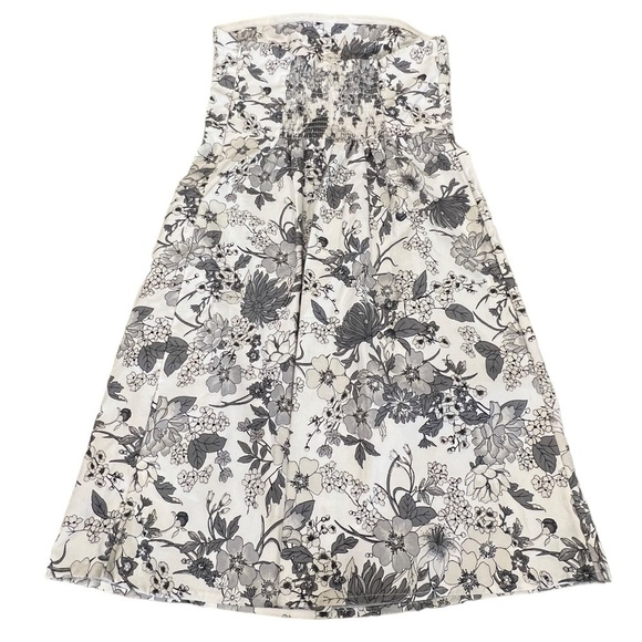 OLD NAVY Strapless Gray & White Floral Midi Party Strapless Dress, Size 6 - Picture 10 of 16